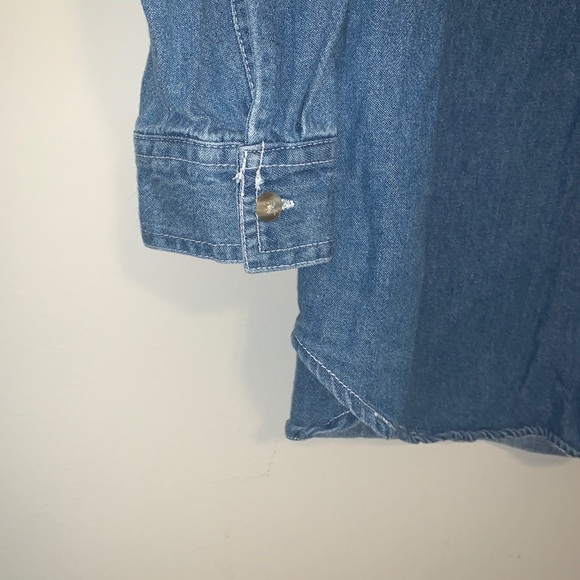 Bobbie Brooks 1990s Women’s Christmas Denim Collared Embroidered Button Up Large - Picture 15 of 16